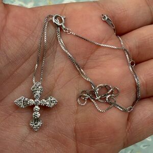 18k Solid Japan Gold Cross Necklace with Diamonds (PRICE FIRM)